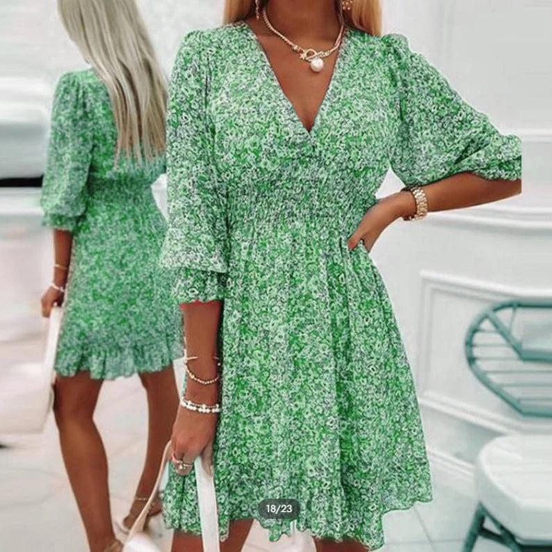 Brielle | Floral V-Neck Smocked Dress
