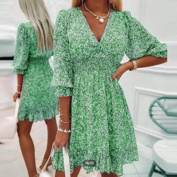 Brielle | Floral V-Neck Smocked Dress