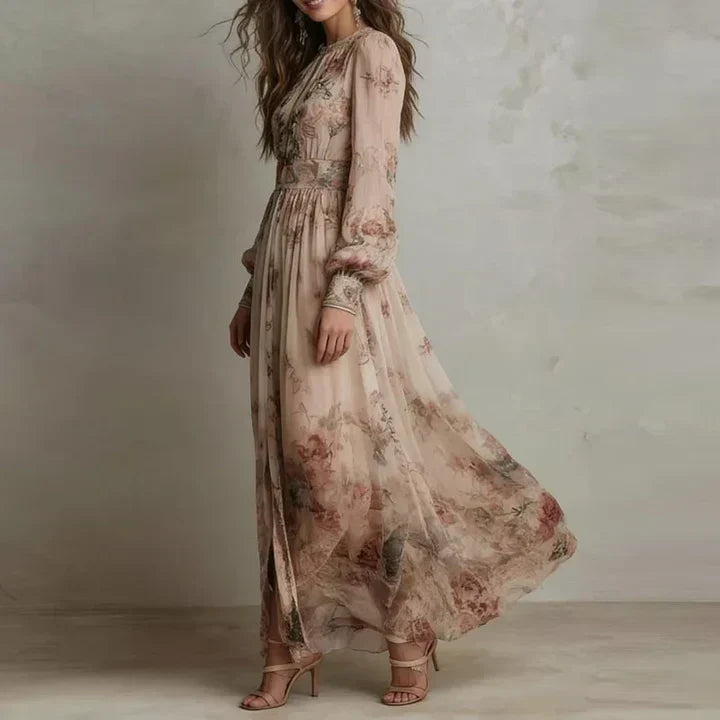 Amelia | Vintage Floral High-Waist Maxi Dress