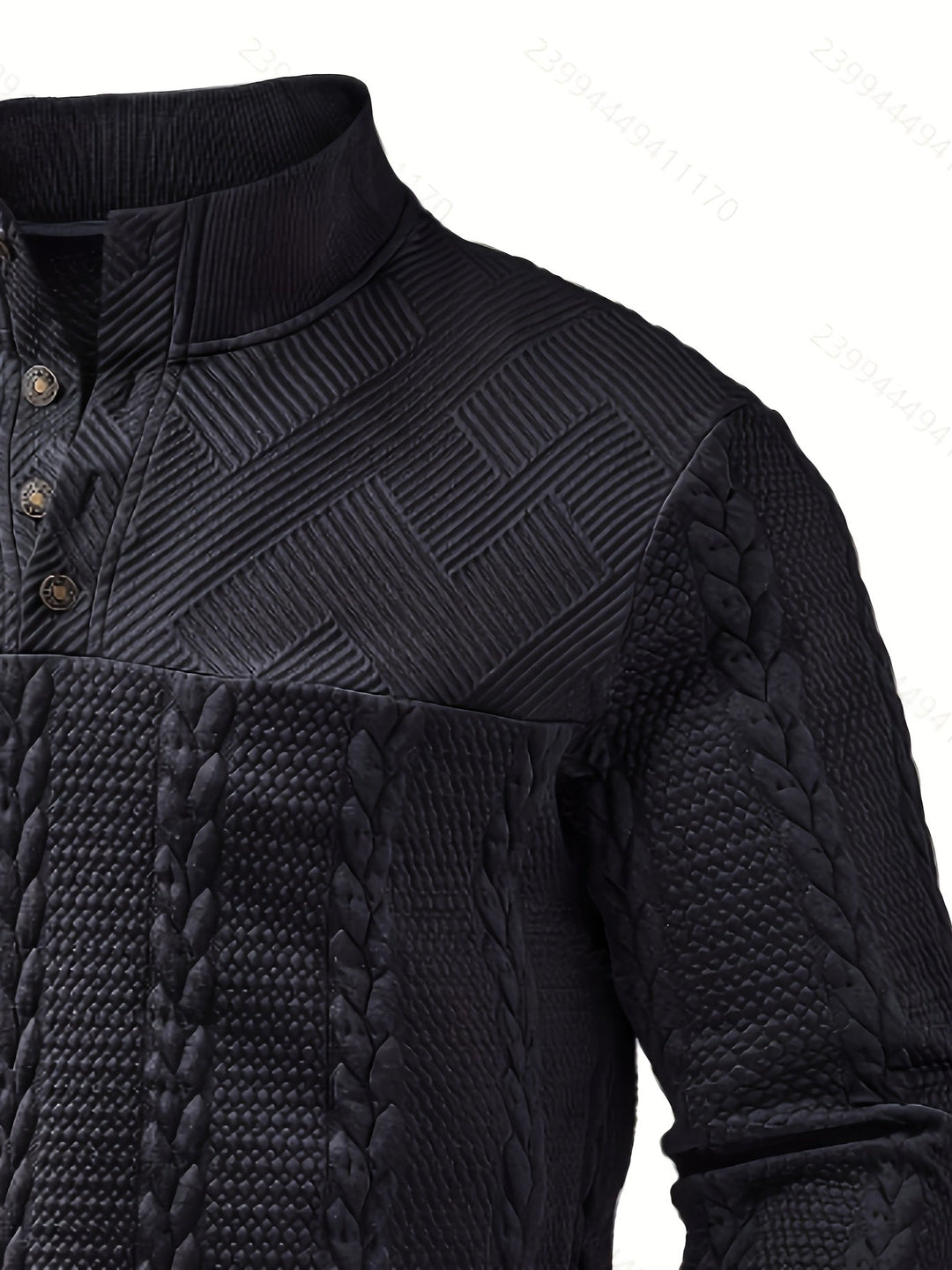 Callum | Textured Stand-Collar Henley