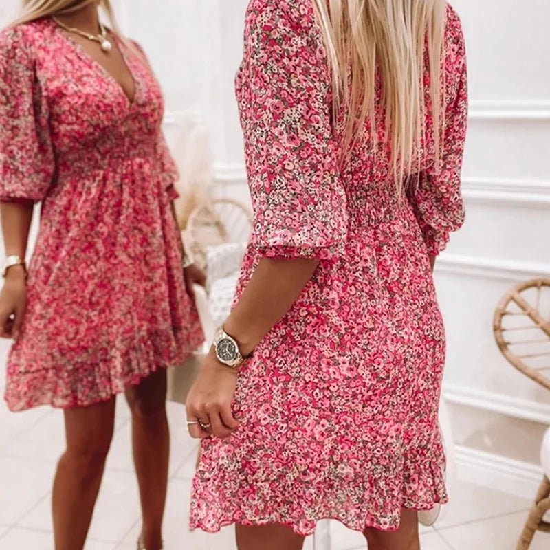 Brielle | Floral V-Neck Smocked Dress