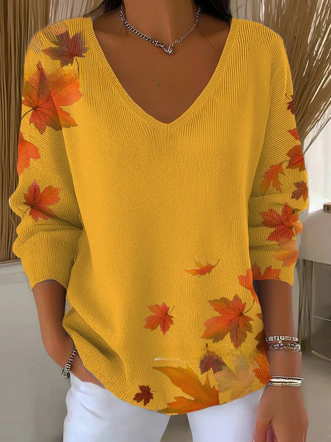 AURELIE | Elegant Patterned V-Neck Sweater