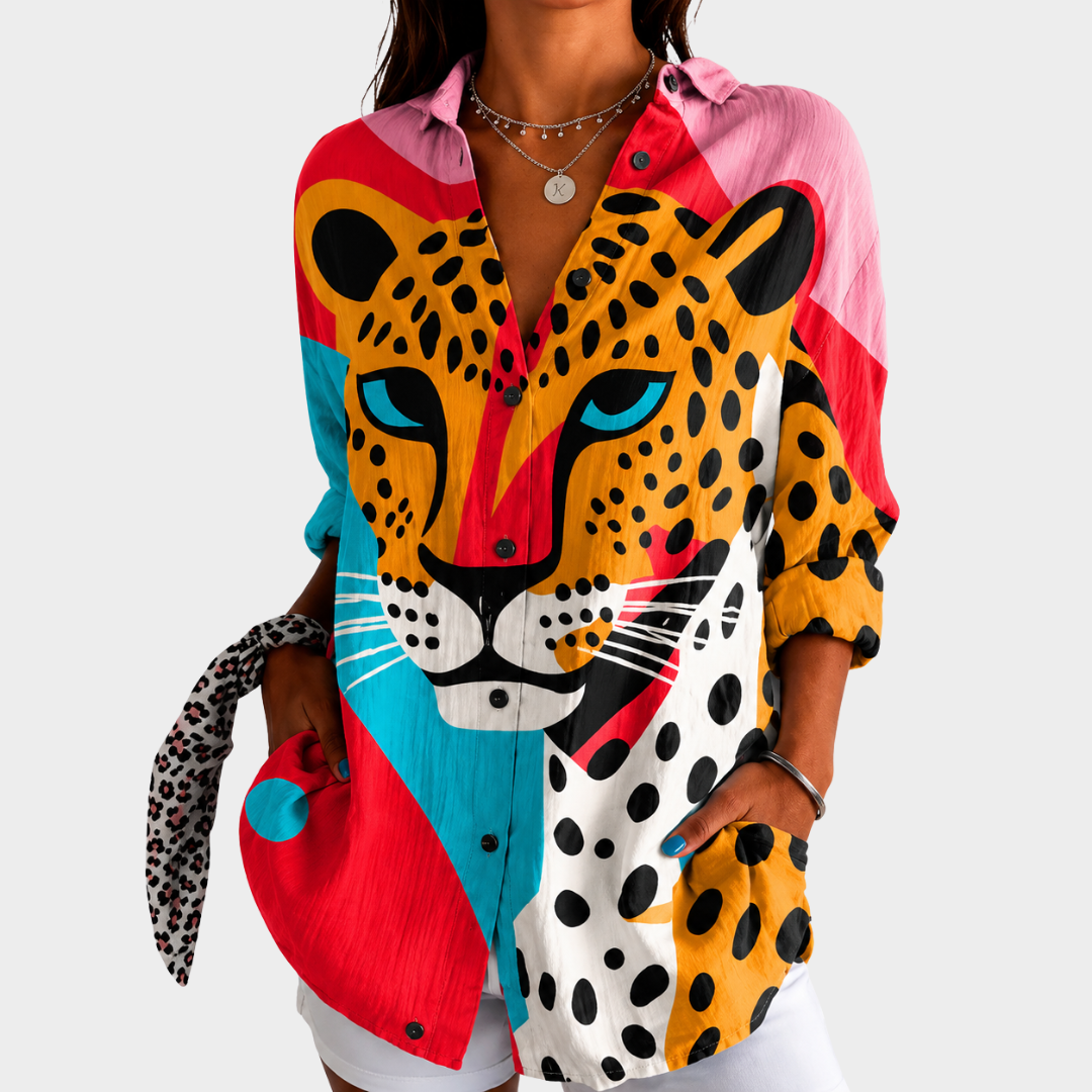 Bold Leopard Face Blouse