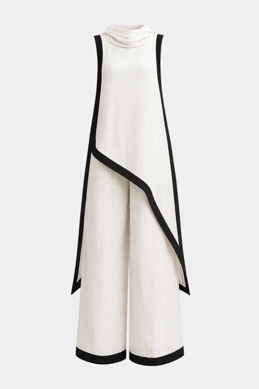 Asymmetric Linen Two-Piece Set