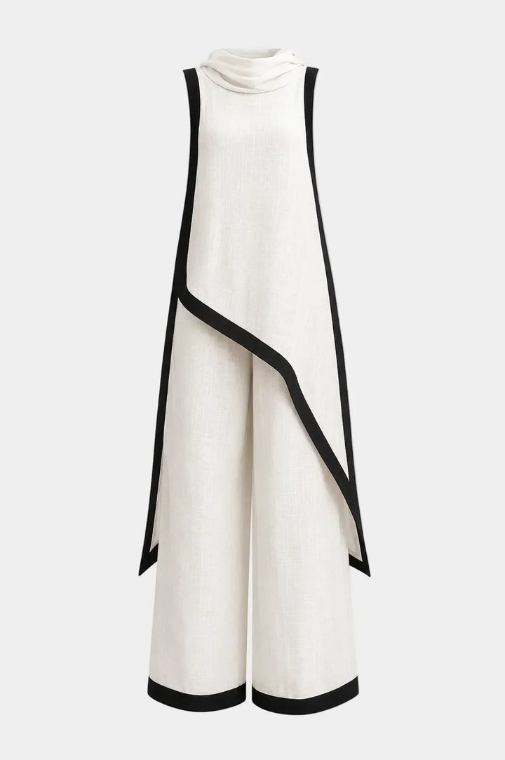 Asymmetric Linen Two-Piece Set