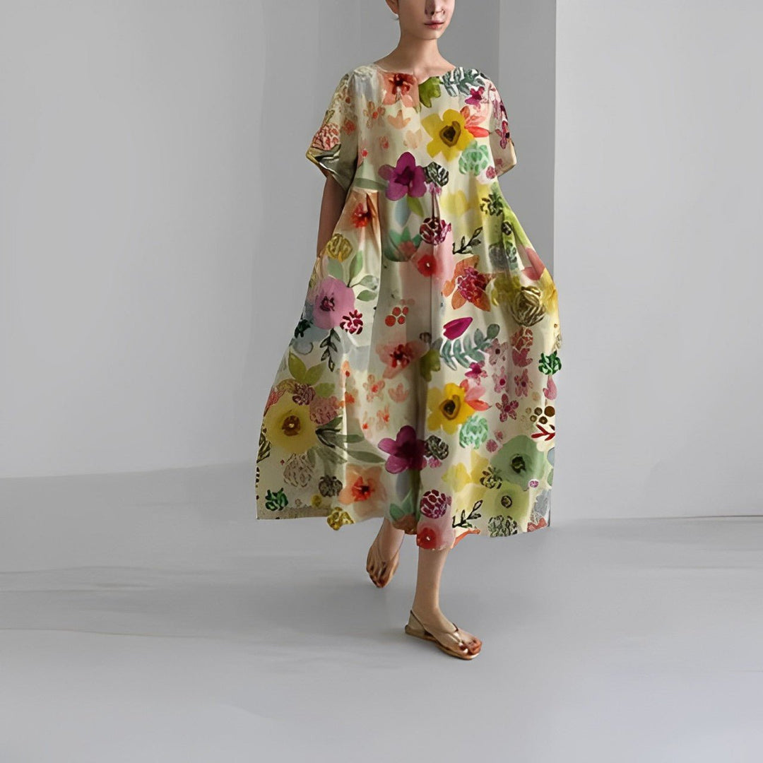 Phoebe | Abstract Flow Floral Dress