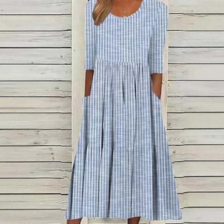Carla | STRIPED COTTON MIDI DRESS WITH CASUAL ELEGANCE