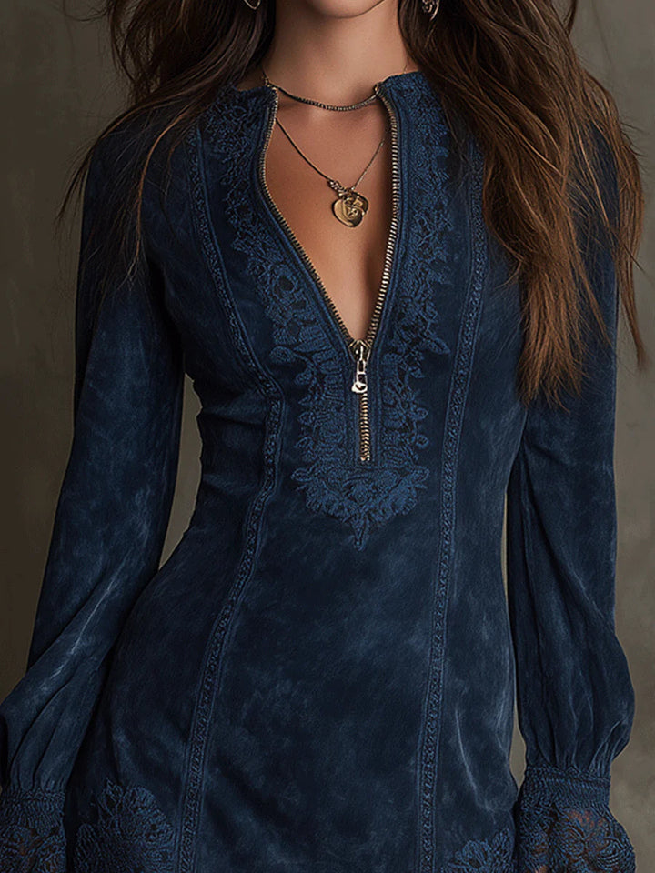 Azulena | Embroidered Zip Tunic