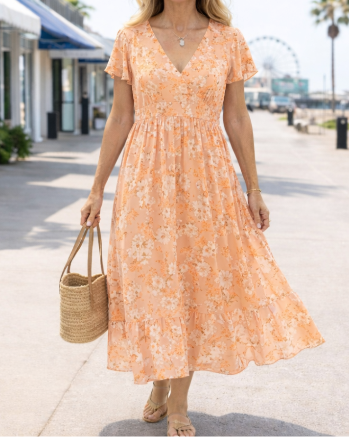 Clara | Floral V-Neck Maxi Dress