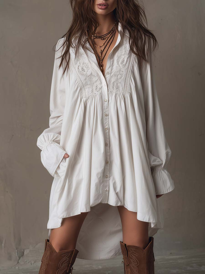 Helen | Tropical White Lace Midi Dress