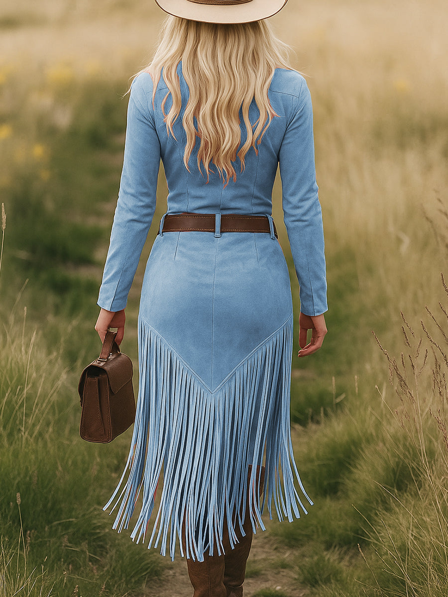 Valencia | Suede Fringe Dress