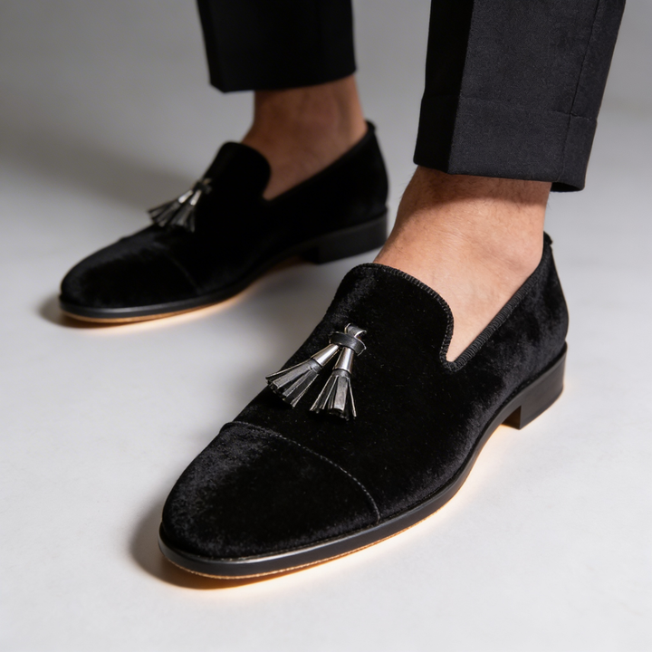 Caleb | Classic Velvet Tassel Loafers