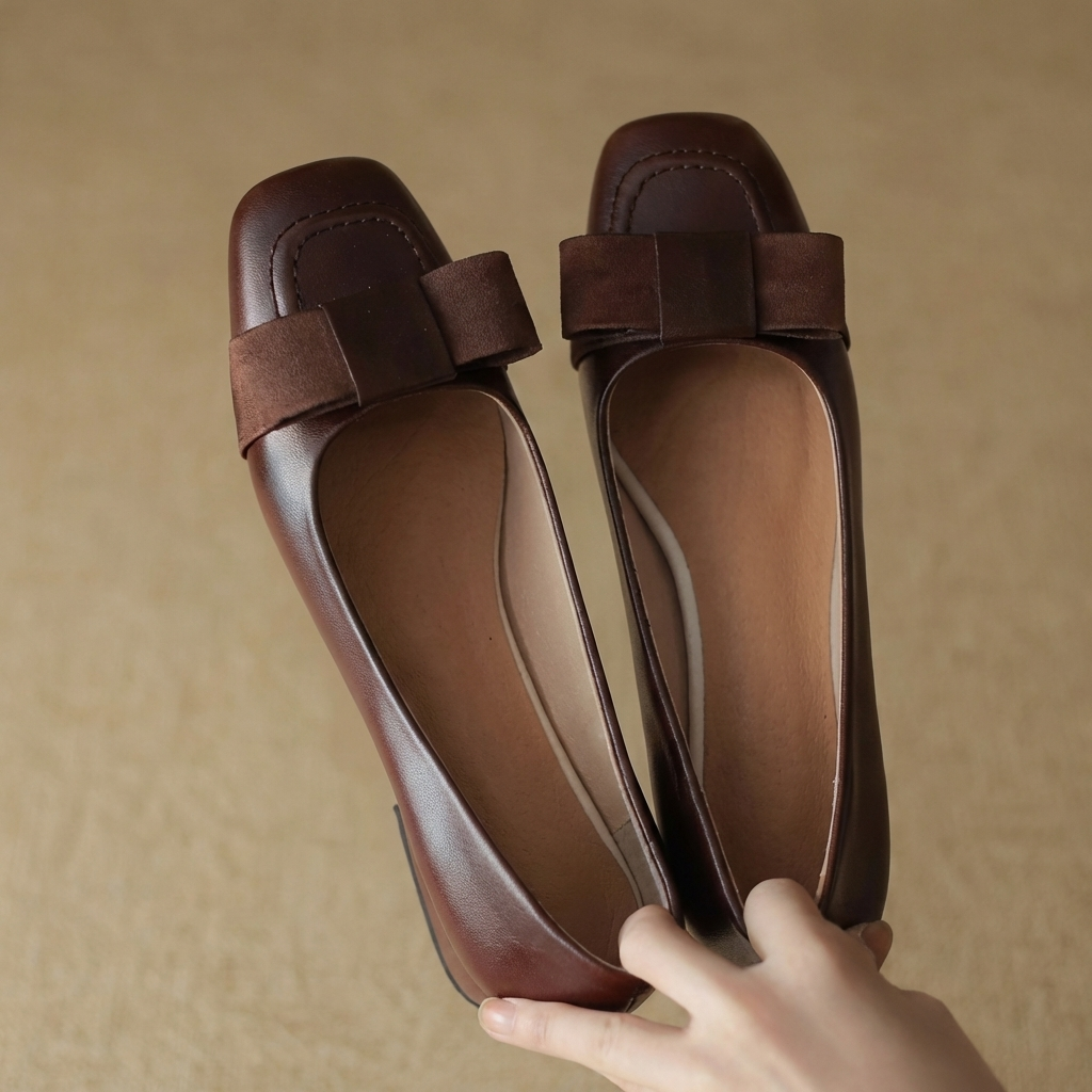 Camille Bow Leather Flats
