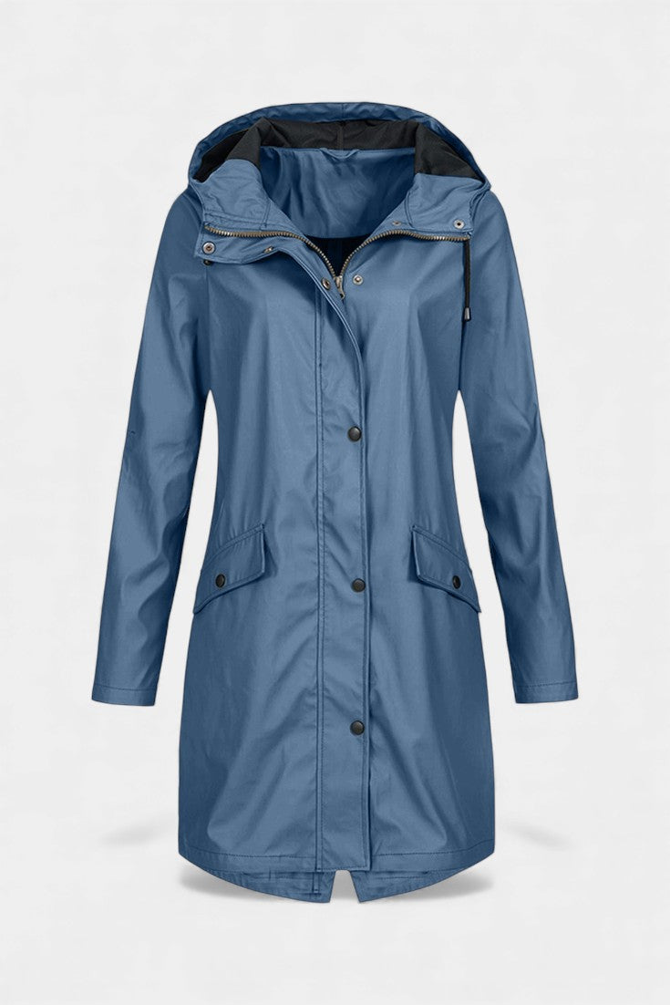 Beige Carmélia Long Waterproof Parka with Adjustable Hood