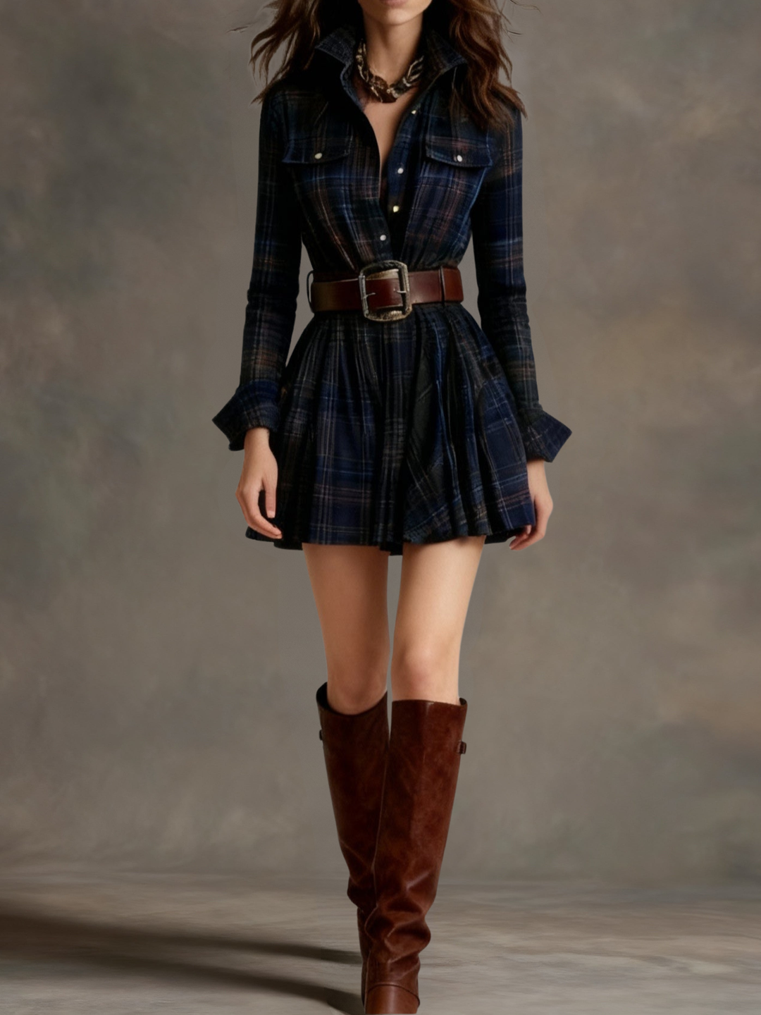 Bárbara | Plaid Shirt Mini Dress
