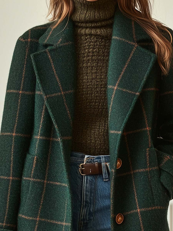 Aurora | Women's Retro Lapel Plaid Tweed Coat