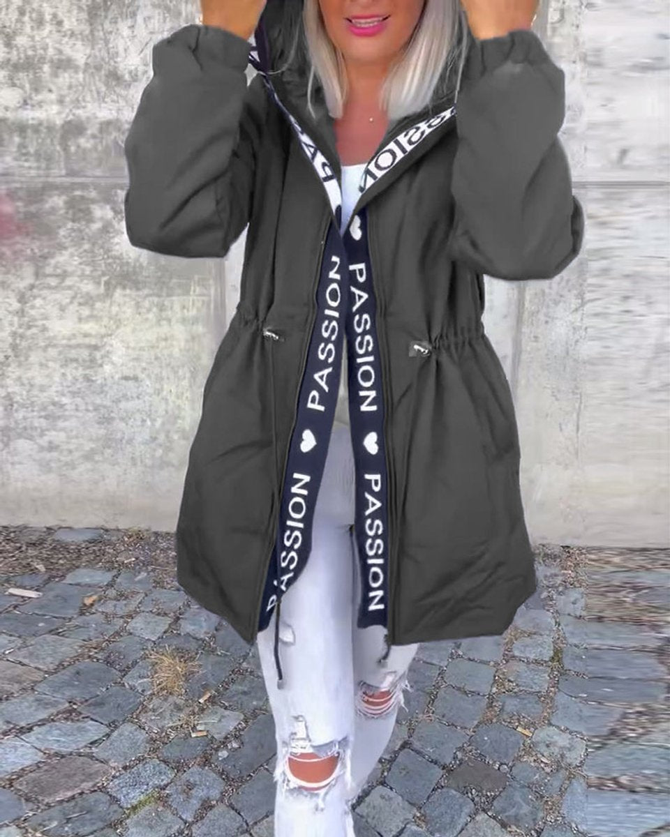 Aria | Women's Hooded Drawstring Midi Parka Coat